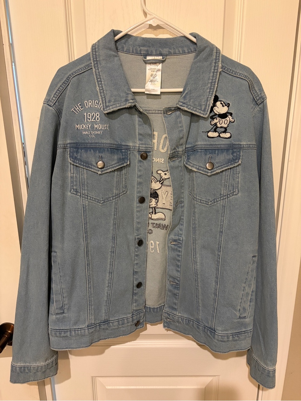 Disney Light Blue Denim Mickey Embroidered Jean Jacket
